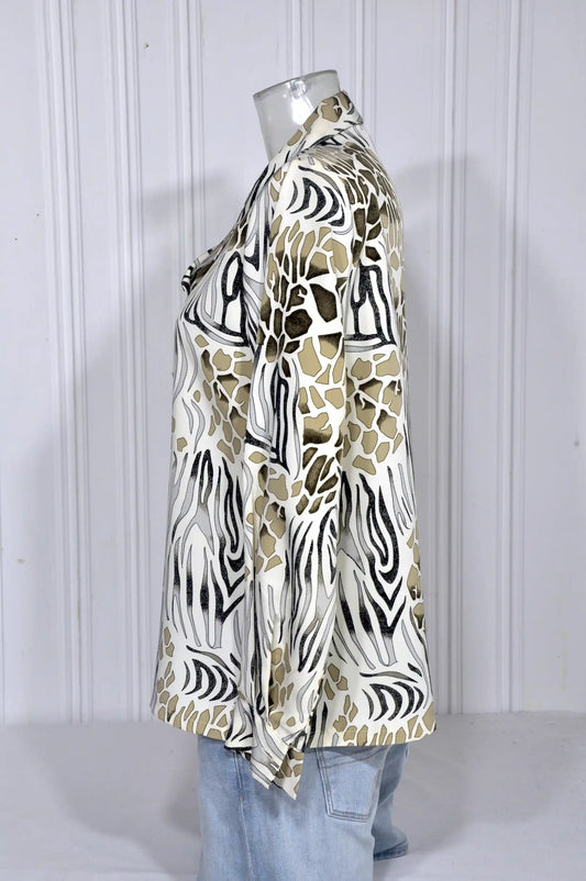 Chemisier vintage imprimé animalier – Taille M