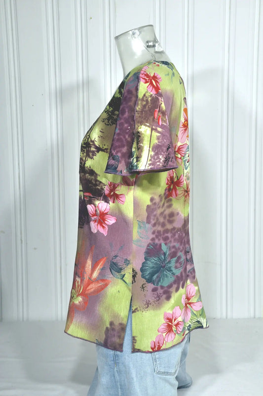 Chemisier GUY DUBOIS vintage fleuri – Taille L
