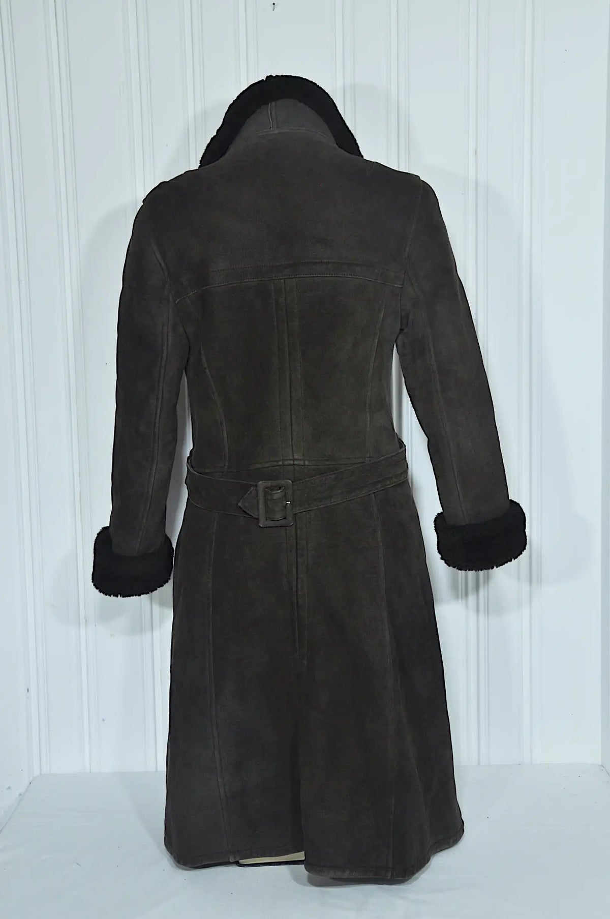 Manteau vintage femme en daim marron – Taille S