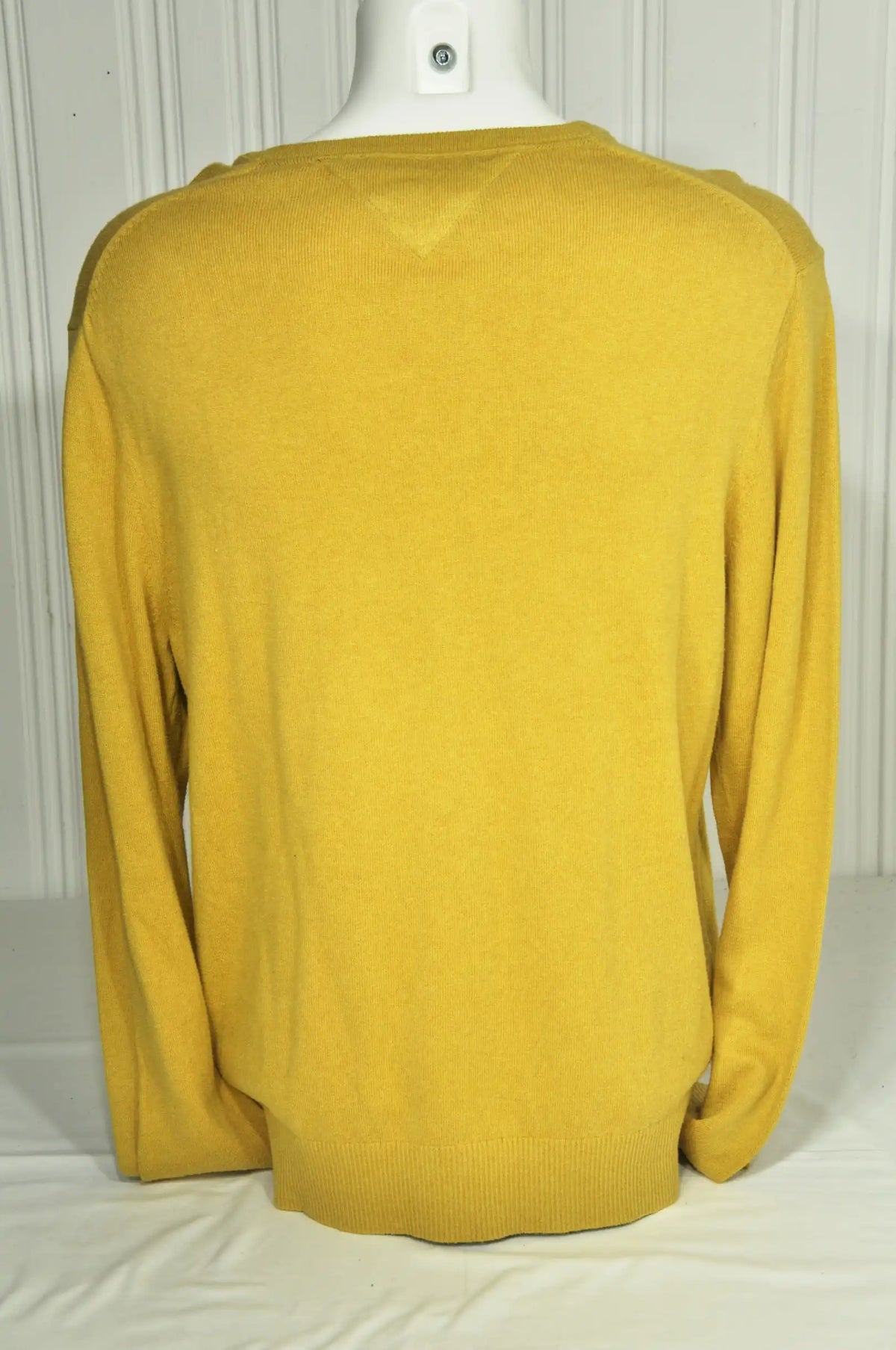 Pull Tommy Hilfiger homme jaune moutarde – Coton & cachemire – XXL