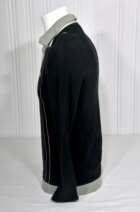 Polo Lacoste Vintage Manches Longues Noir & Gris – Taille S
