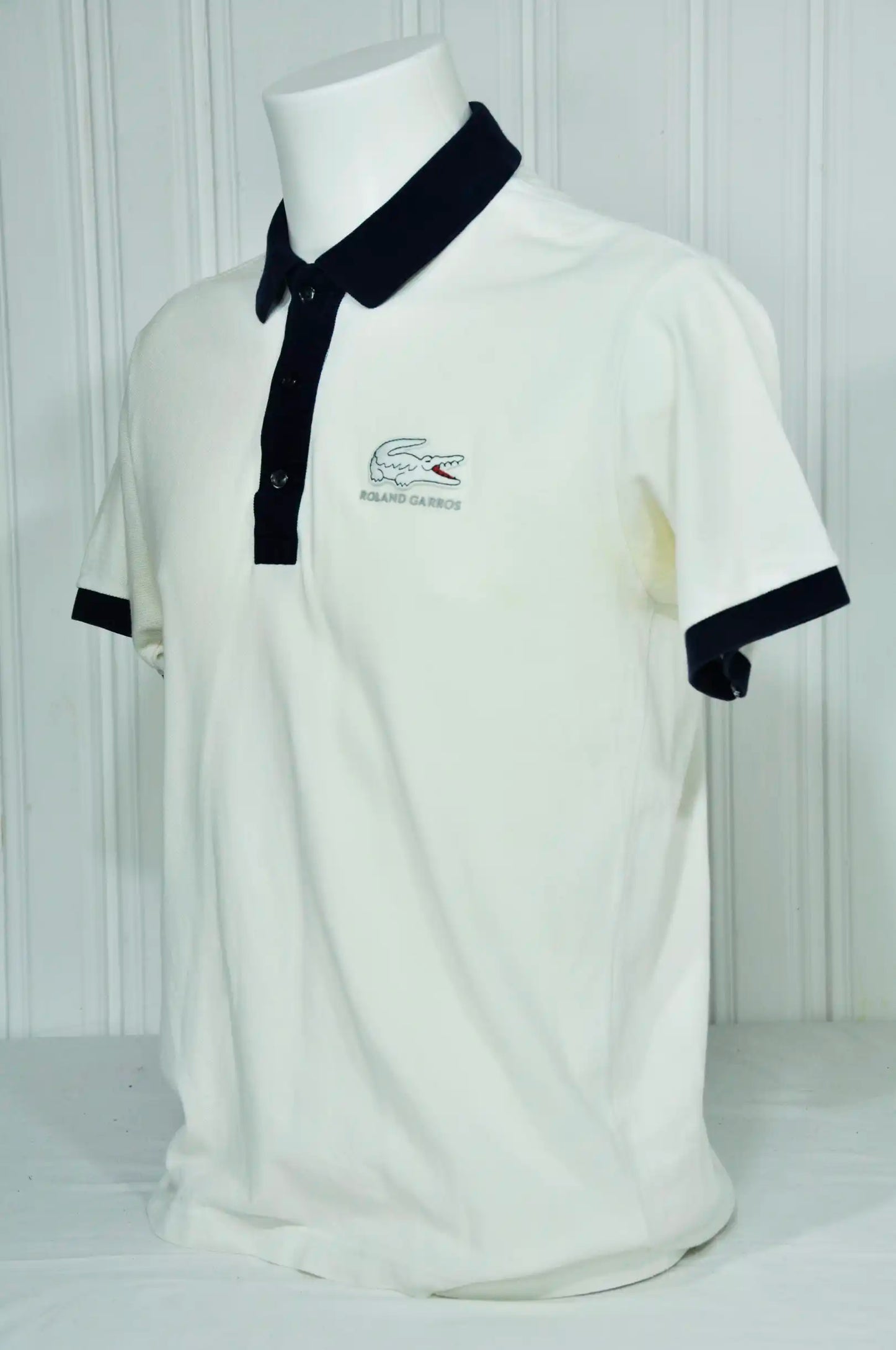 Polo Lacoste M blanc ROLAND GARROS vintage