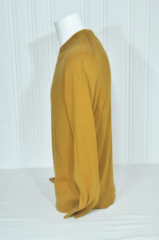 Pull Tommy Hilfiger jaune moutarde en coton et cachemire – Taille M