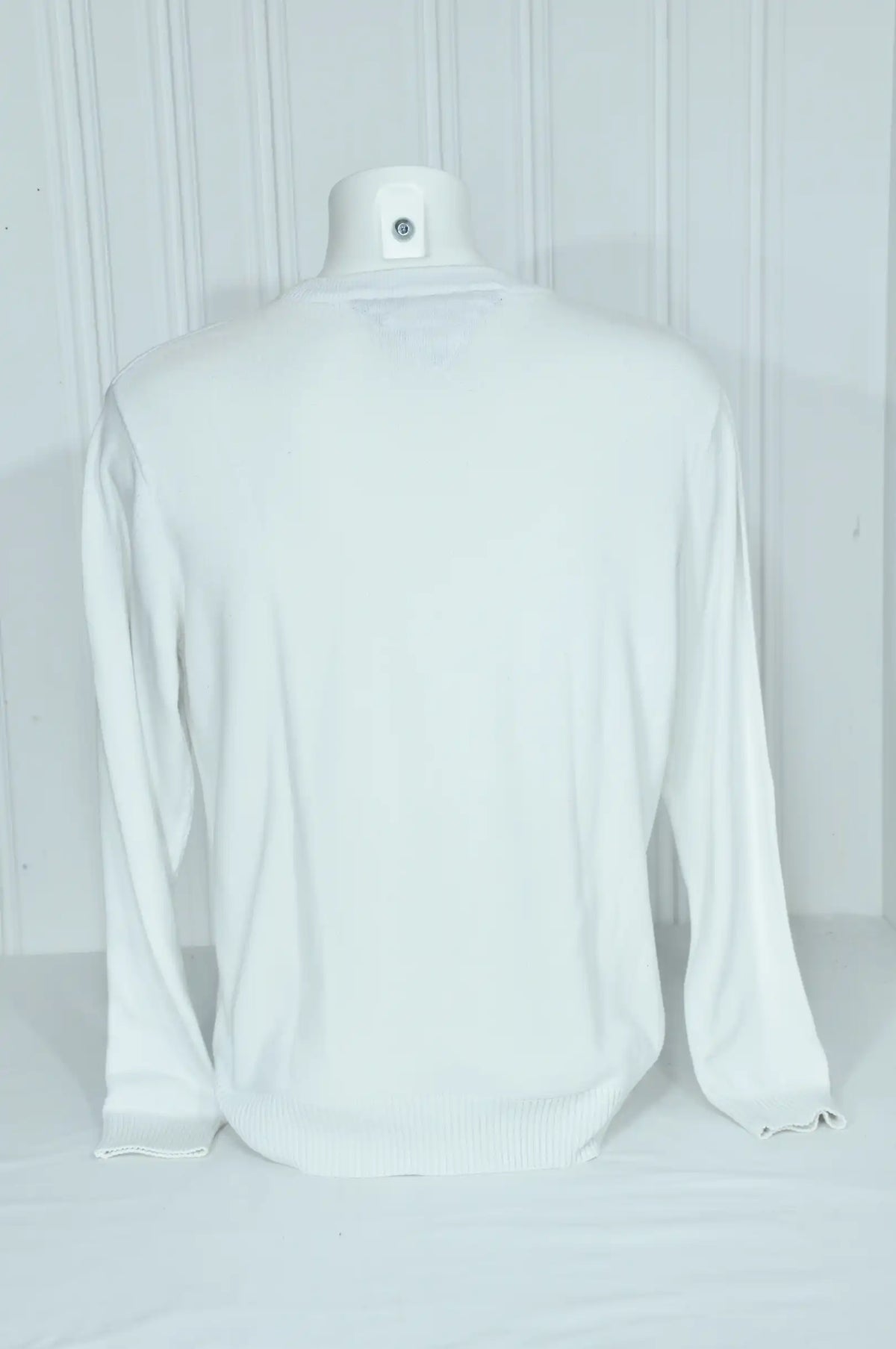 Pull Tommy Hilfiger blanc à col V – Taille L