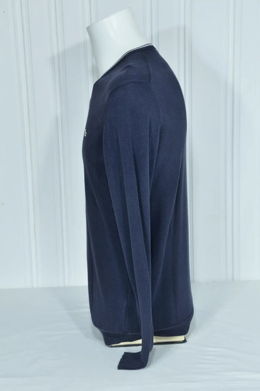 Pull Lacoste bleu marine à col V – Taille M