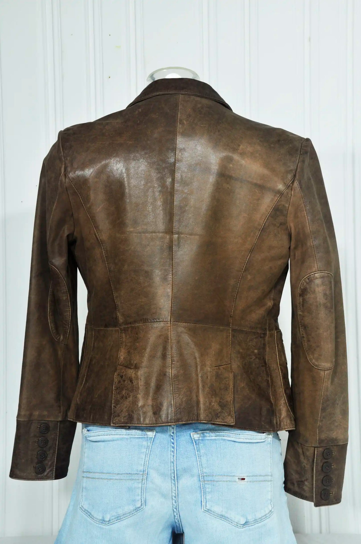 Veste en cuir marron M vintage