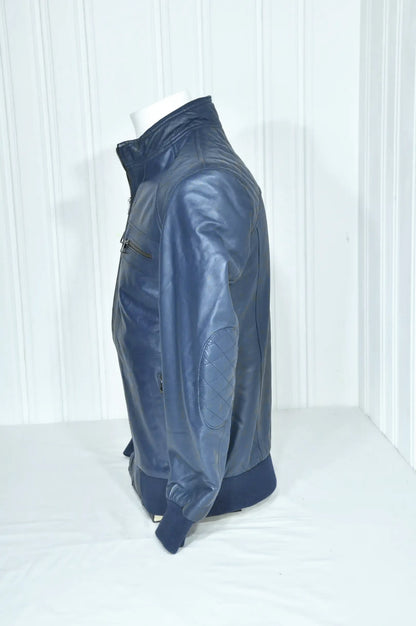 Blouson en cuir bleu RF – Taille M