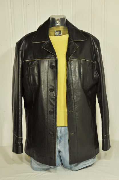 Veste en cuir noir vintage Taille: L