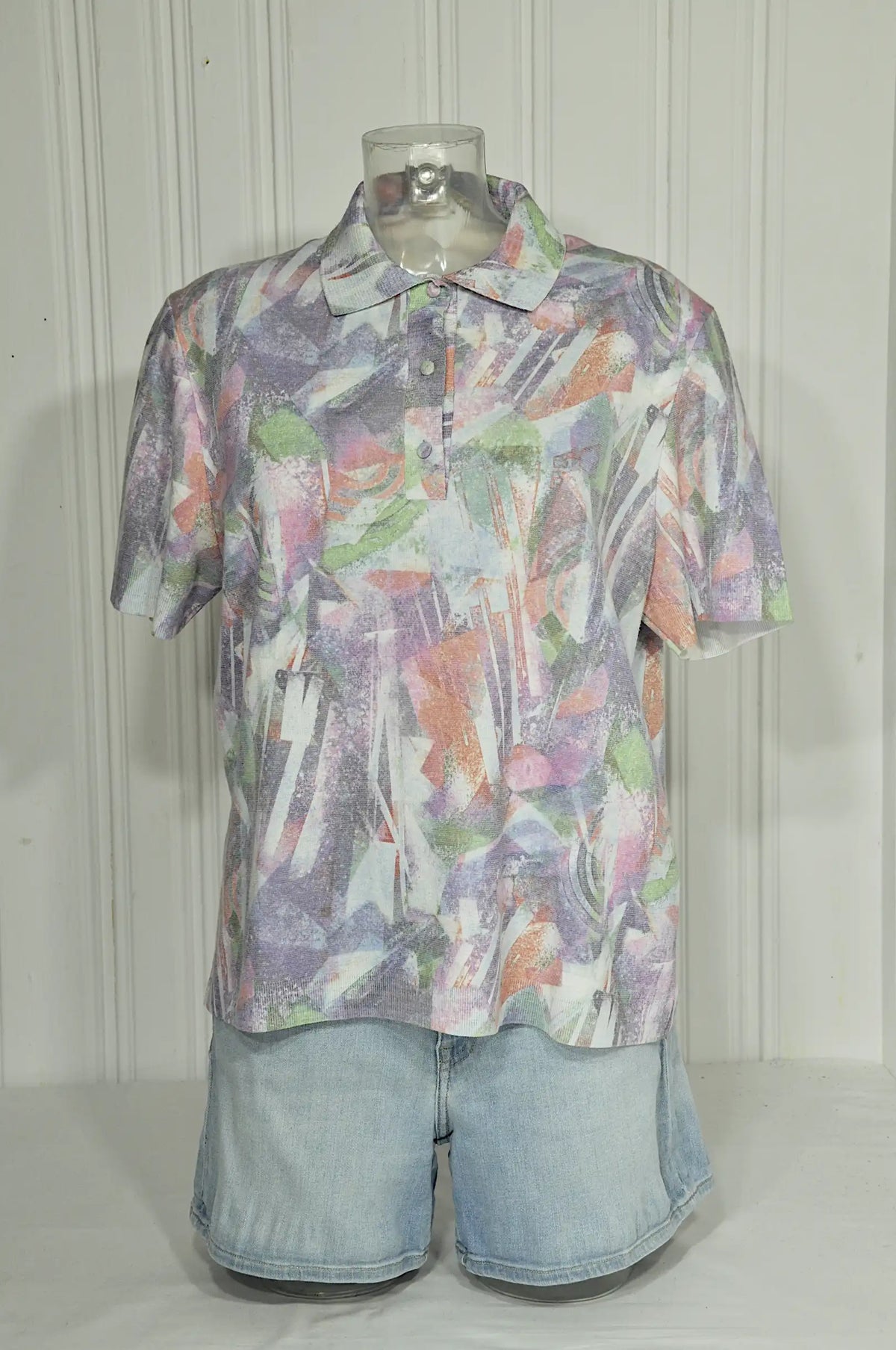 Polo vintage Tricot RODAM imprimé pastel – Taille 5/L