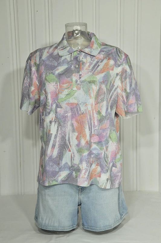 Polo vintage Tricot RODAM imprimé pastel – Taille 5/L