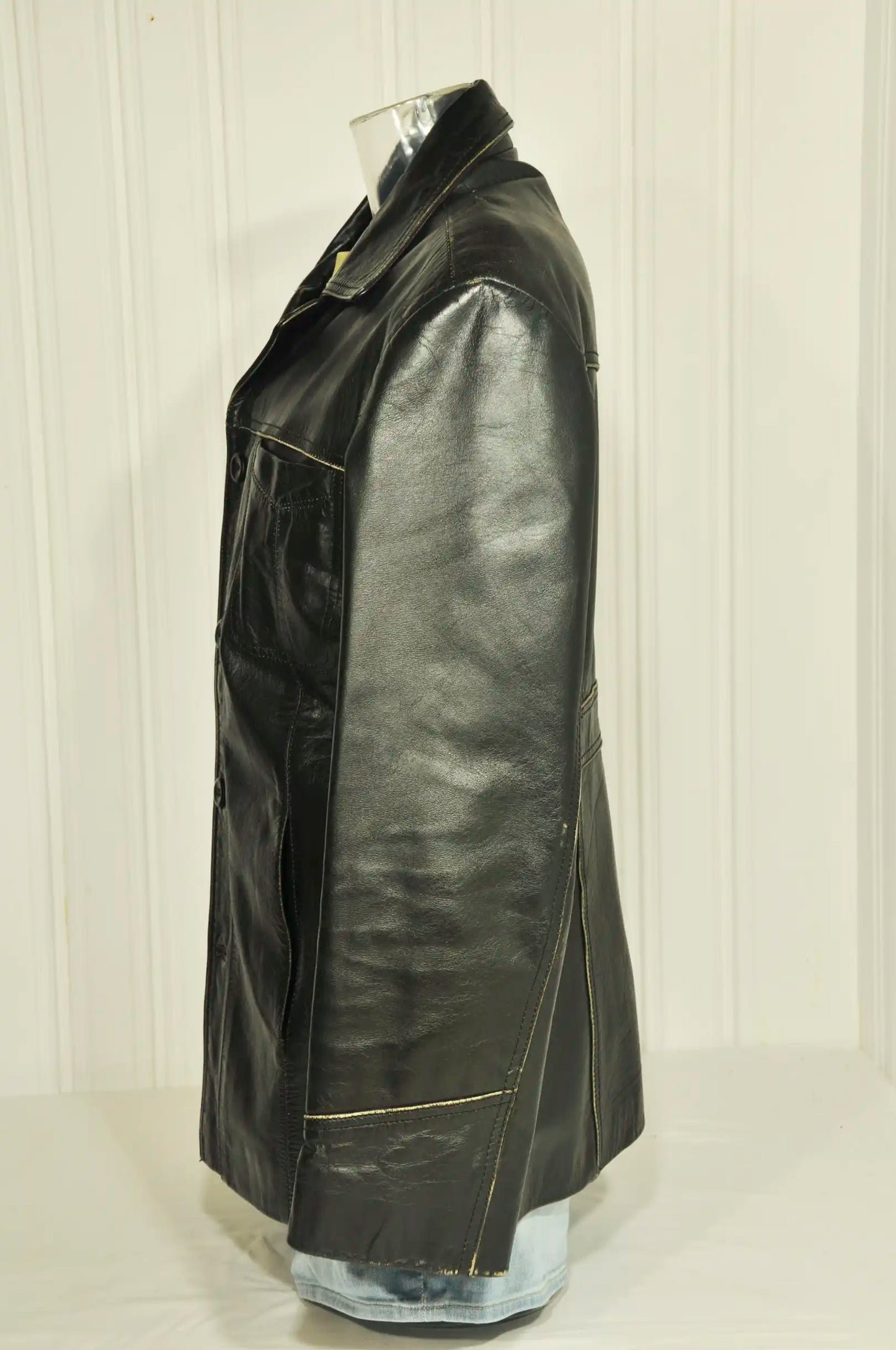 Veste en cuir noir vintage Taille: L
