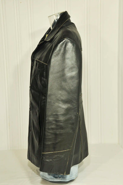 Veste en cuir noir vintage Taille: L