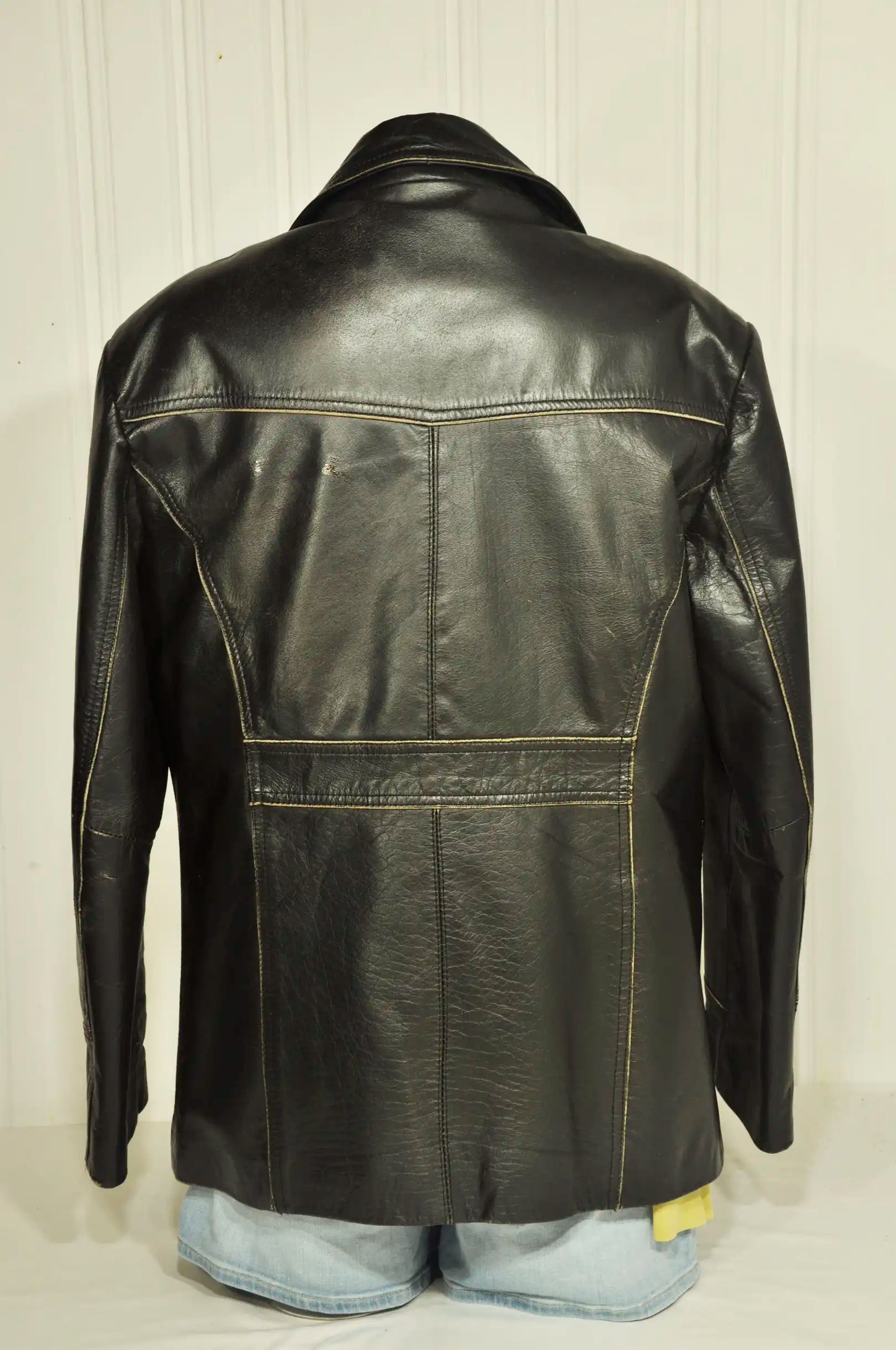 Veste en cuir noir vintage Taille: L