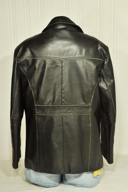 Veste en cuir noir vintage Taille: L
