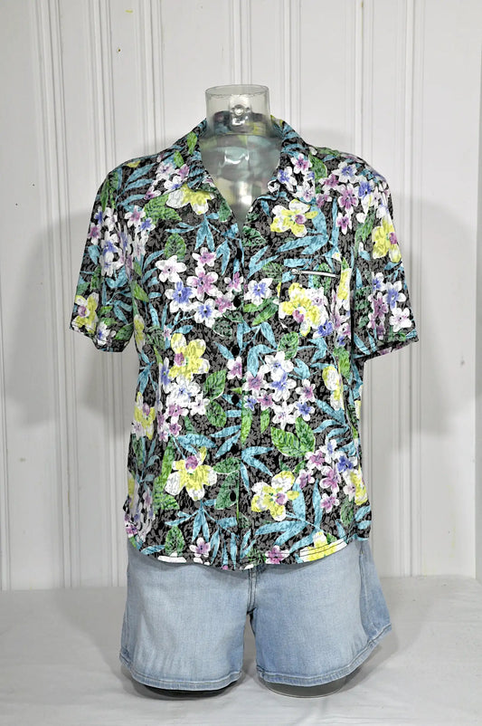 Chemise vintage fleurie multicolore – Taille 44