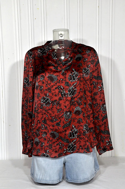 Chemisier vintage ELORA col mao fleuri – Taille 40