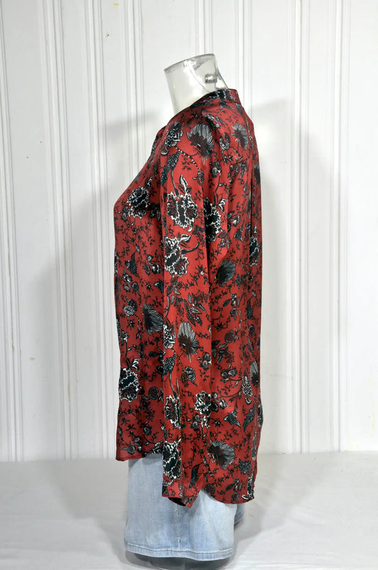 Chemisier vintage ELORA col mao fleuri – Taille 40