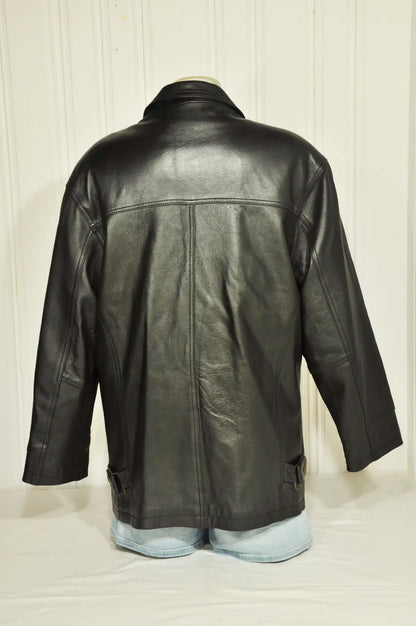 Veste en cuir noire vintage – Taille S