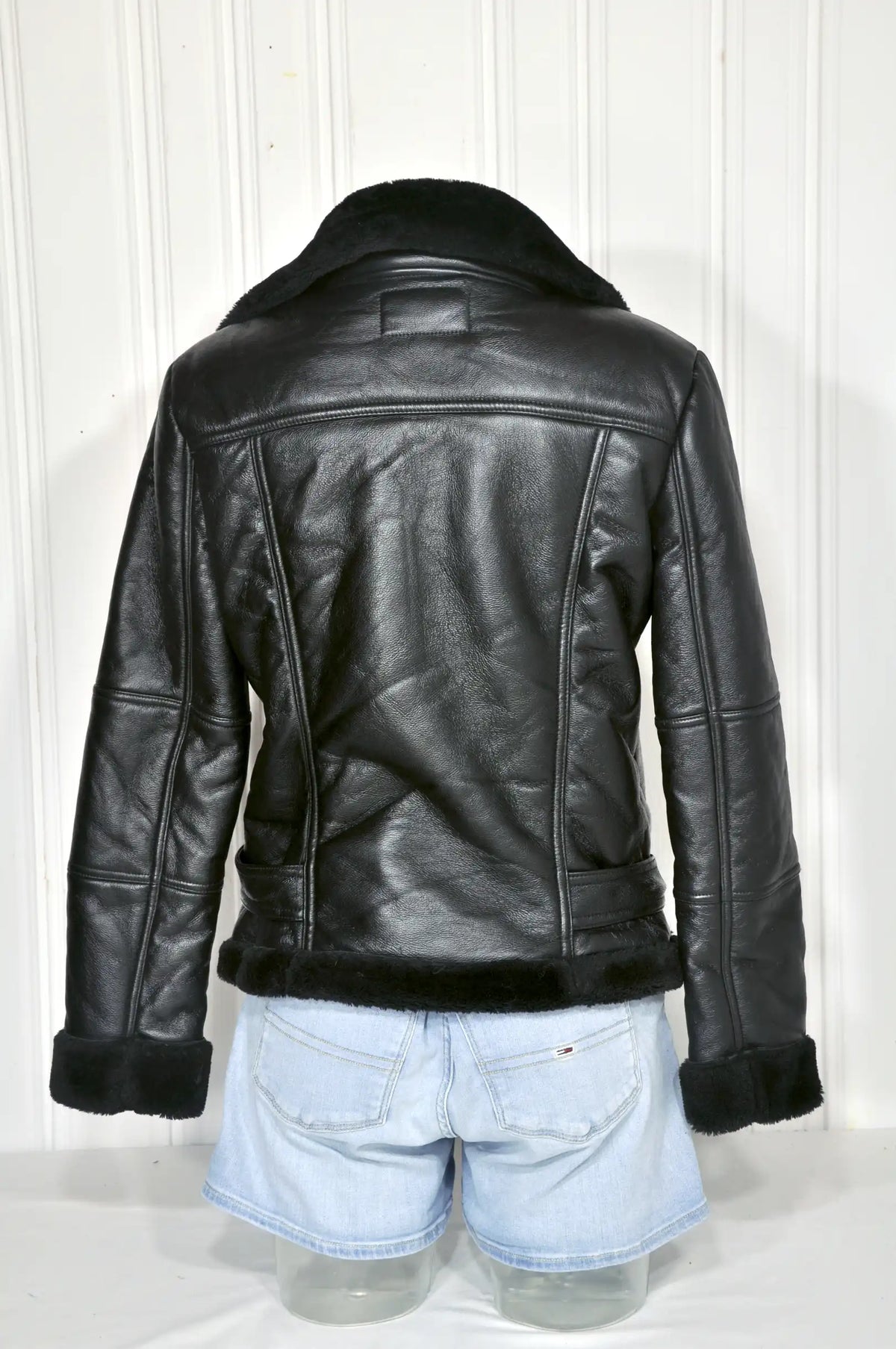 Jennifer – Veste aviateur femme en simili-cuir noir – Taille S