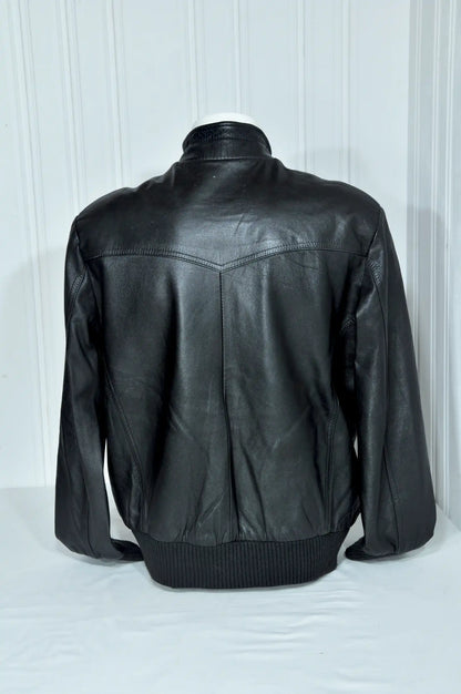 Blouson en cuir noir style bomber – Taille L