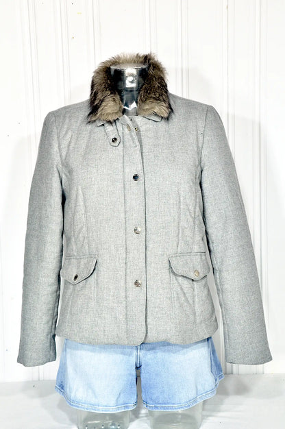 Massimo Dutti – Veste grise femme à col fourrure – Taille L