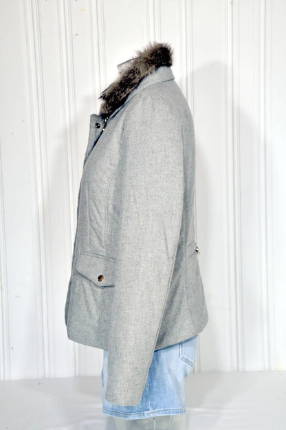 Massimo Dutti – Veste grise femme à col fourrure – Taille L