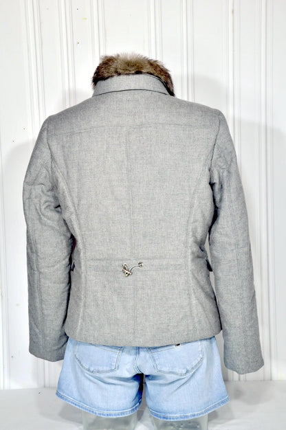 Massimo Dutti – Veste grise femme à col fourrure – Taille L