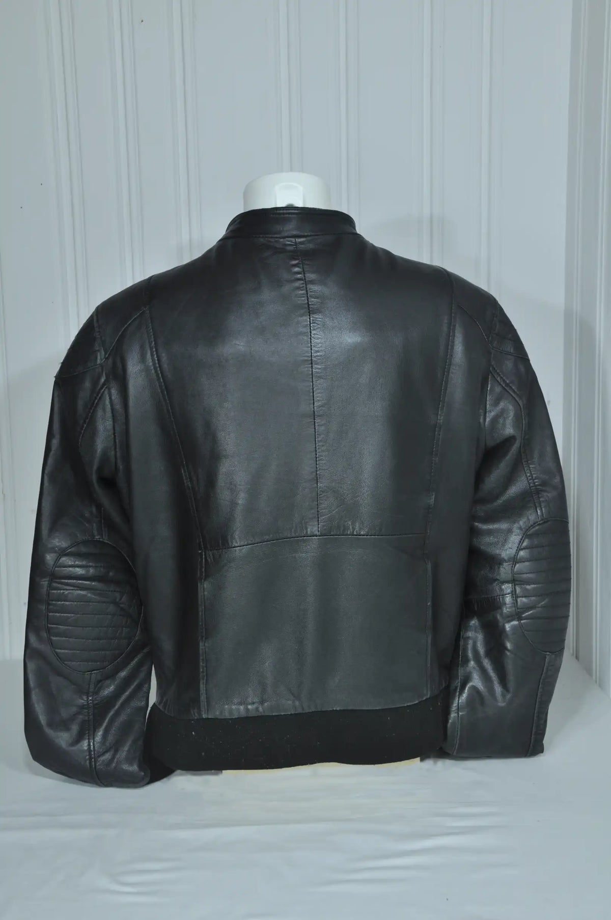 Blouson biker en cuir noir Chyston – Taille 2XL