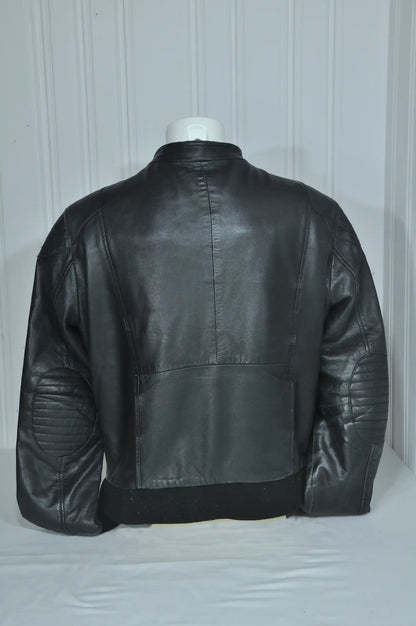 Blouson biker en cuir noir Chyston – Taille 2XL