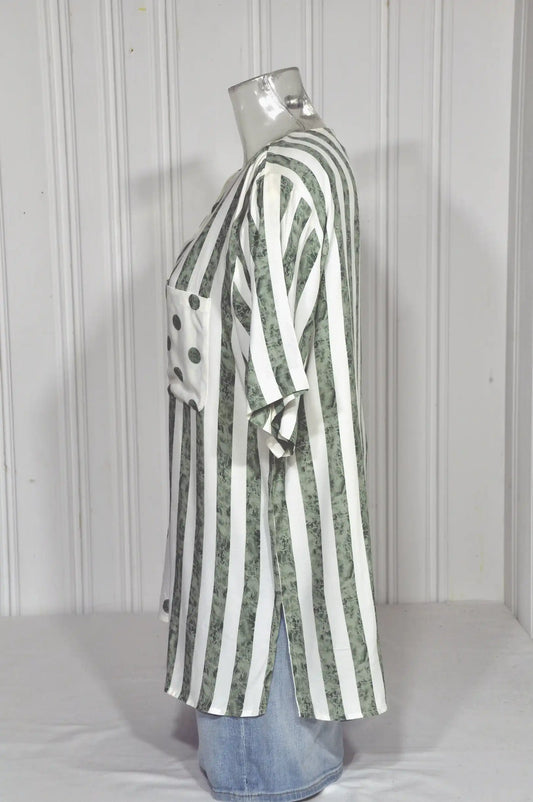 Chemise vintage rayée à pois – Taille M