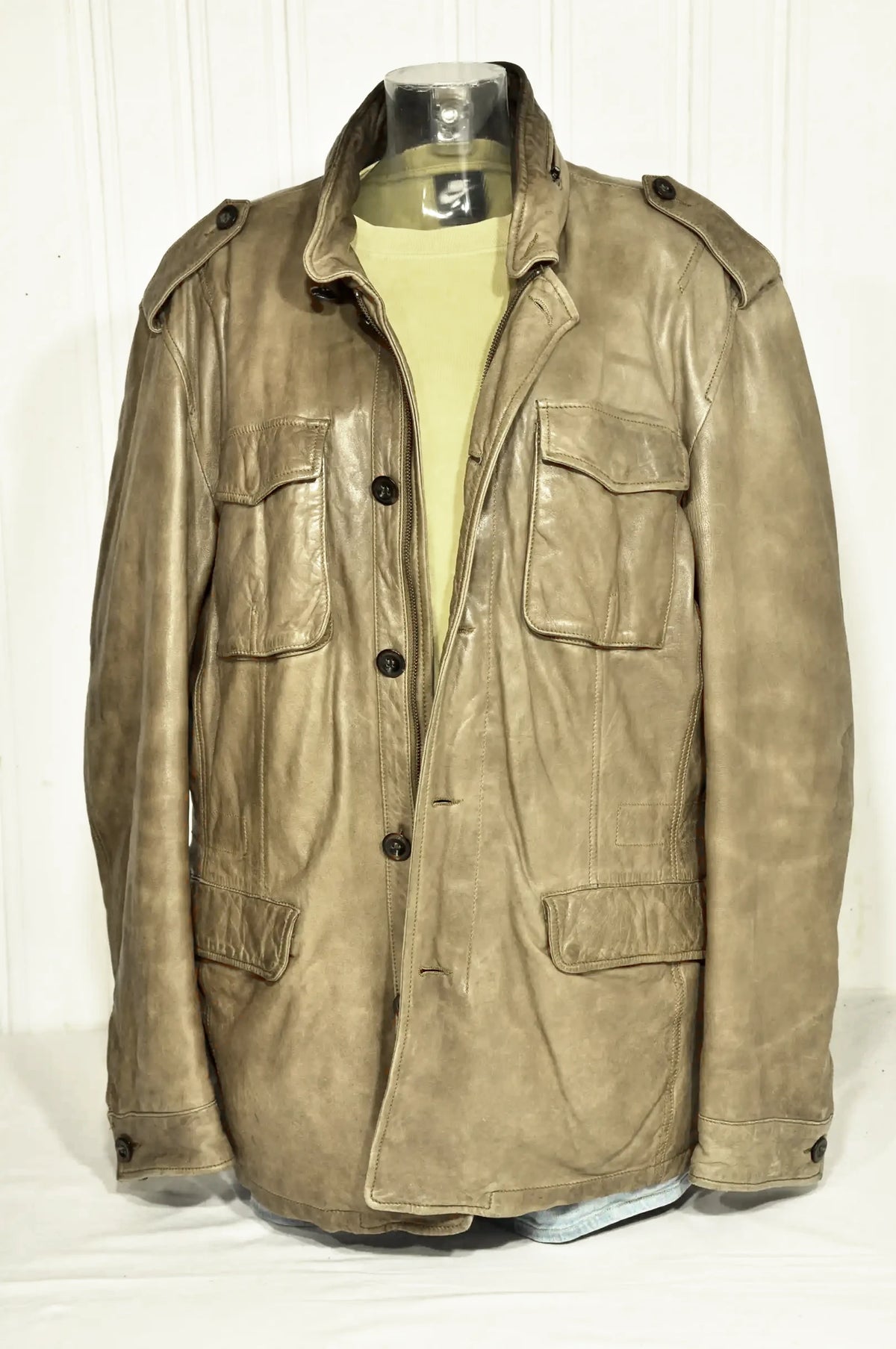 Veste en cuir Marlboro Classics vintage – XXL – Camel