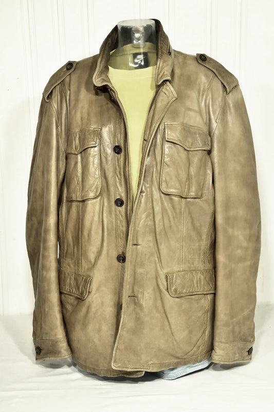 Veste en cuir Marlboro Classics vintage – XXL – Camel