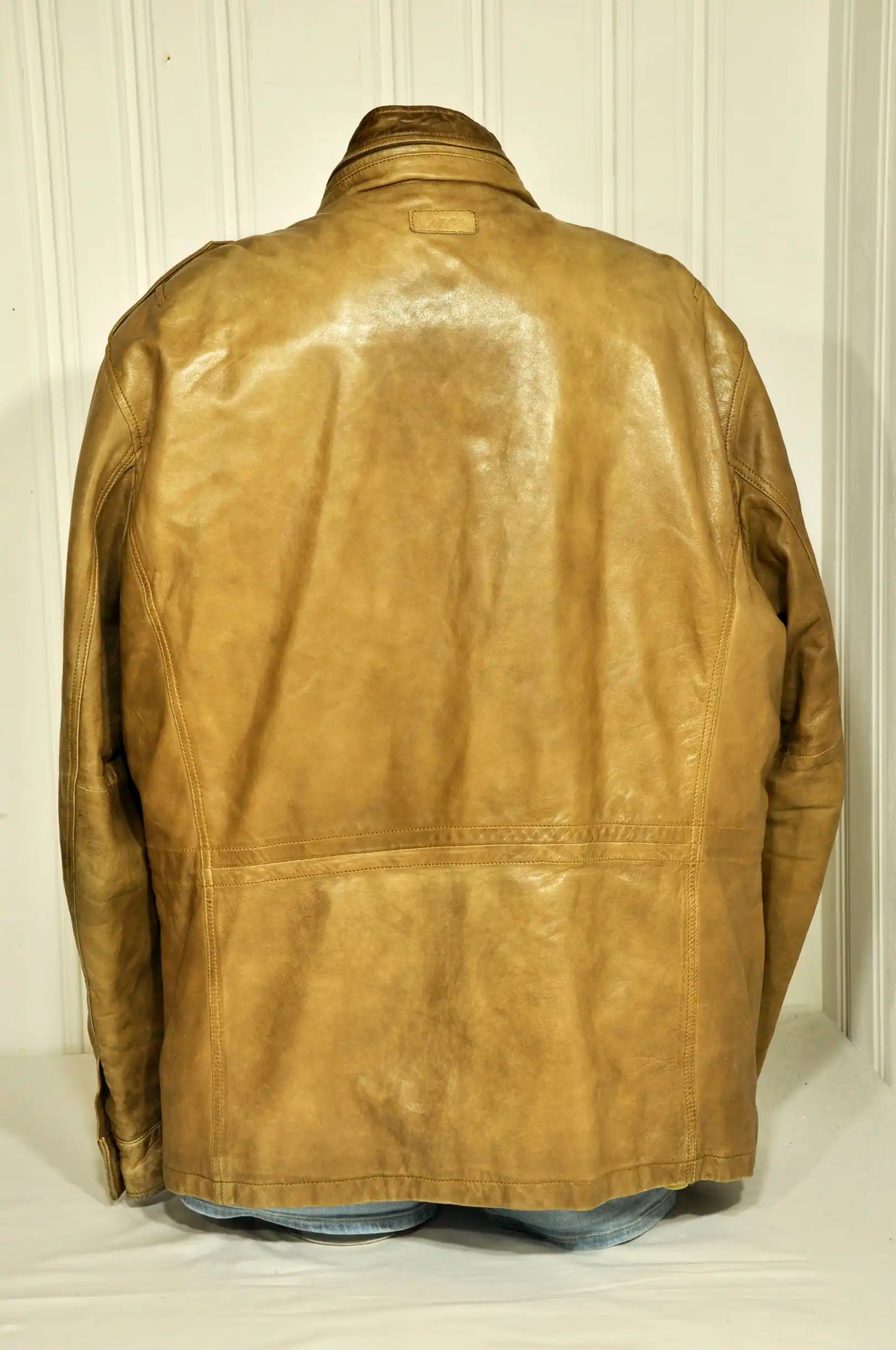 Veste en cuir Marlboro Classics vintage – XXL – Camel