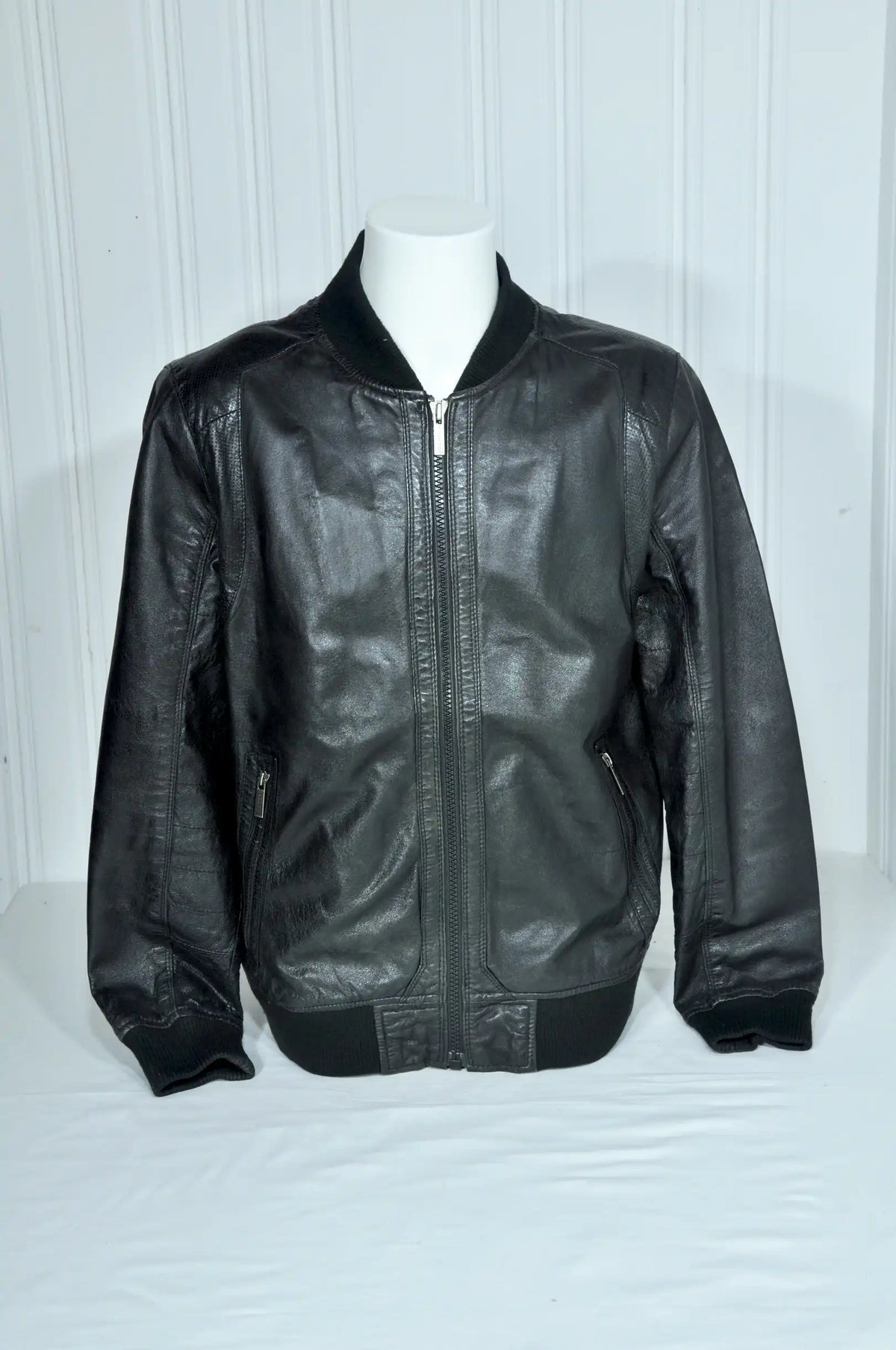 Blouson bomber en cuir noir JODHPUR – Taille XL