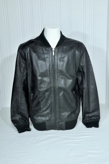 Blouson bomber en cuir noir JODHPUR – Taille XL
