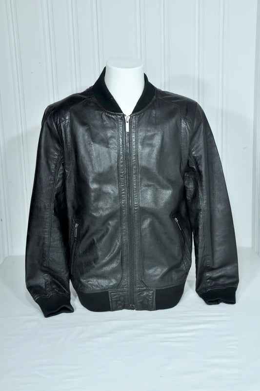 Blouson bomber en cuir noir JODHPUR – Taille XL