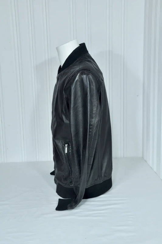 Blouson bomber en cuir noir JODHPUR – Taille XL