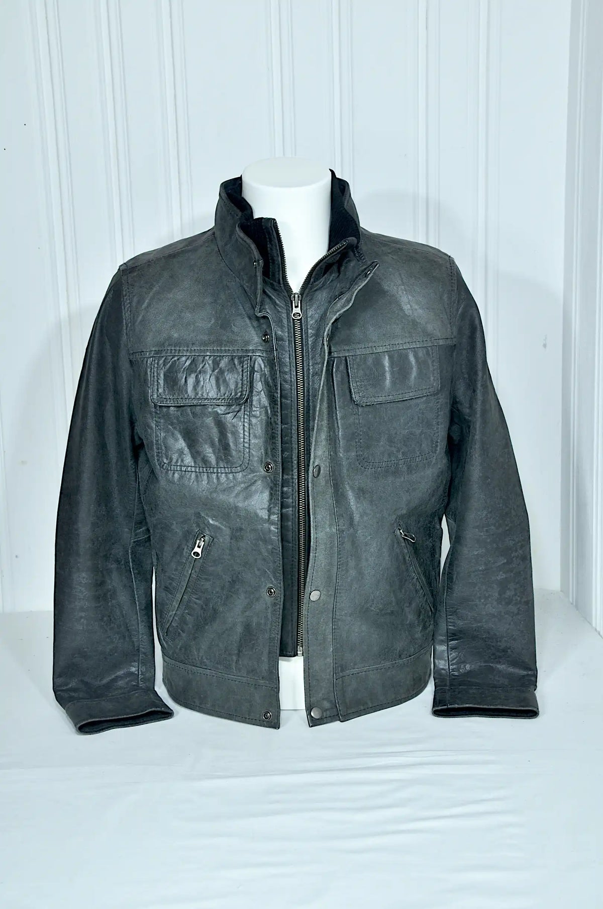 Blouson en cuir vert patiné OAKWOOD – Taille S