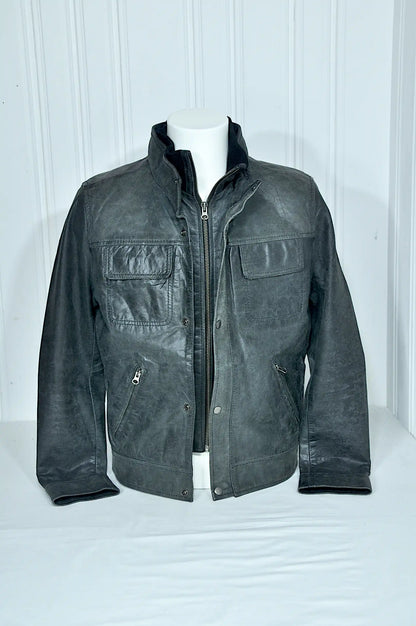 Blouson en cuir vert patiné OAKWOOD – Taille S