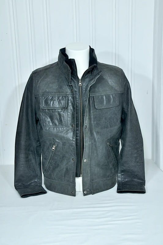 Blouson en cuir vert patiné OAKWOOD – Taille S