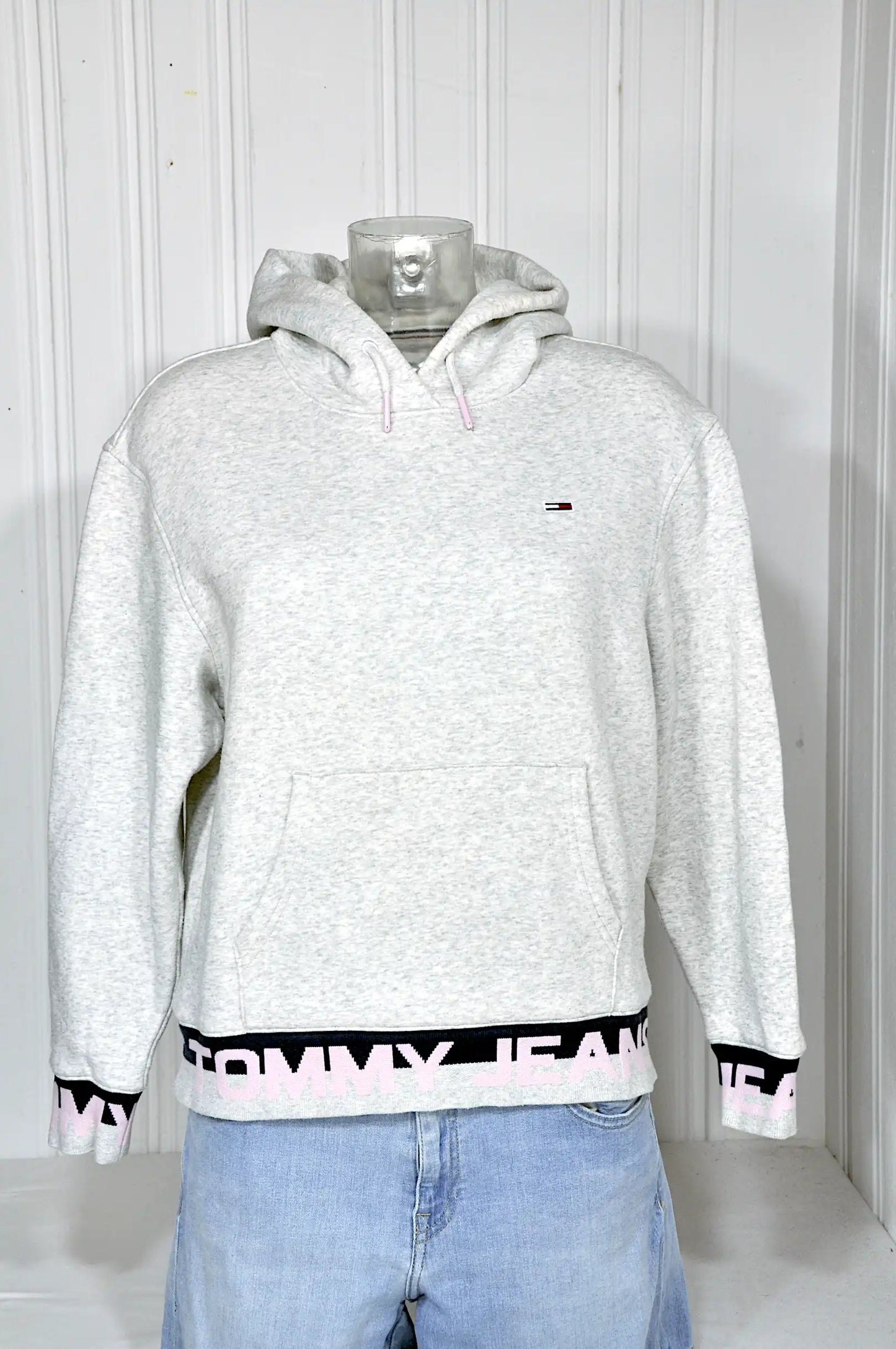 Sweat à capuche Tommy Jeans vintage gris – Taille M
