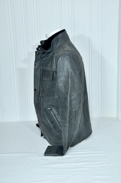 Blouson en cuir vert patiné OAKWOOD – Taille S