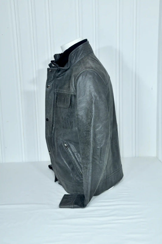 Blouson en cuir vert patiné OAKWOOD – Taille S