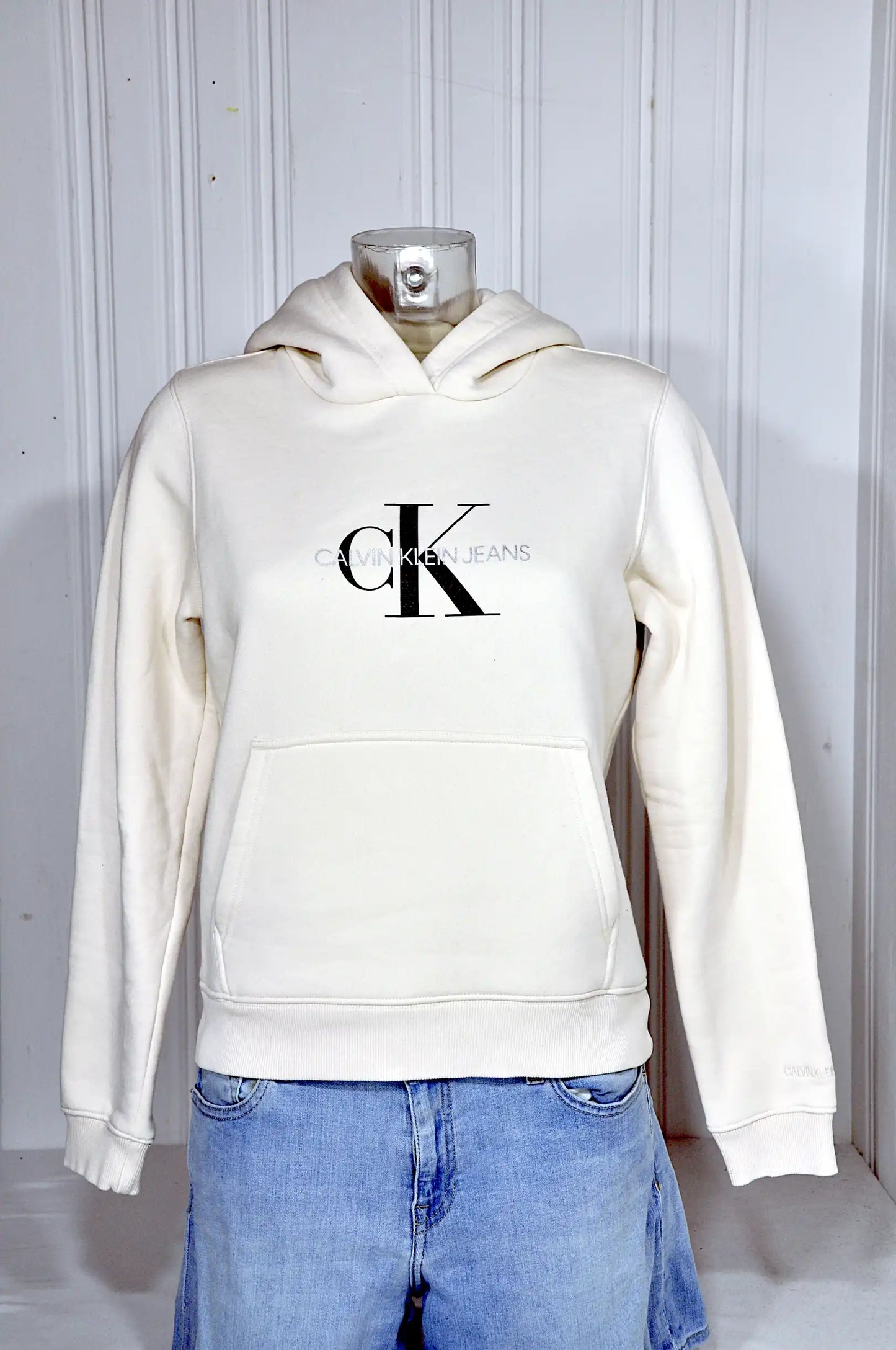 Sweat à capuche Calvin Klein Jeans beige – Taille S