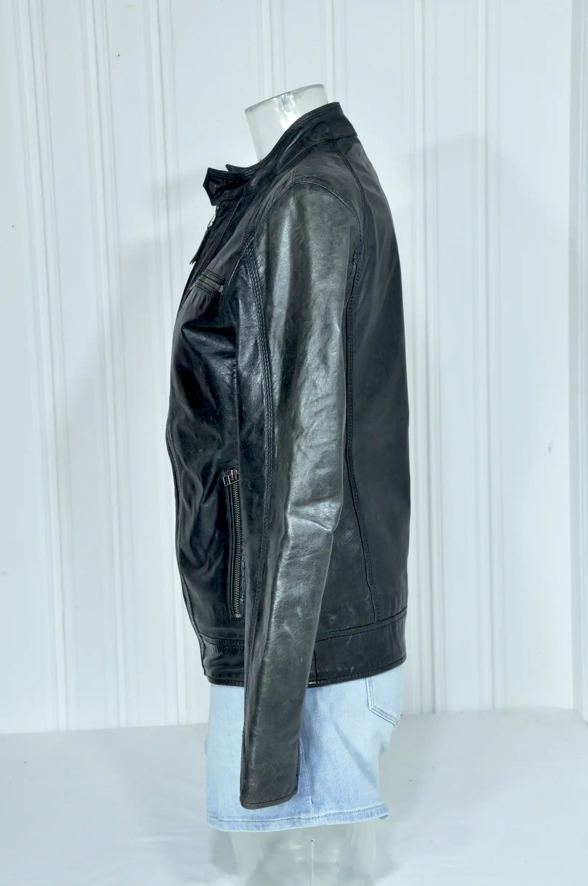Blouson en cuir noir CELIO – Taille S