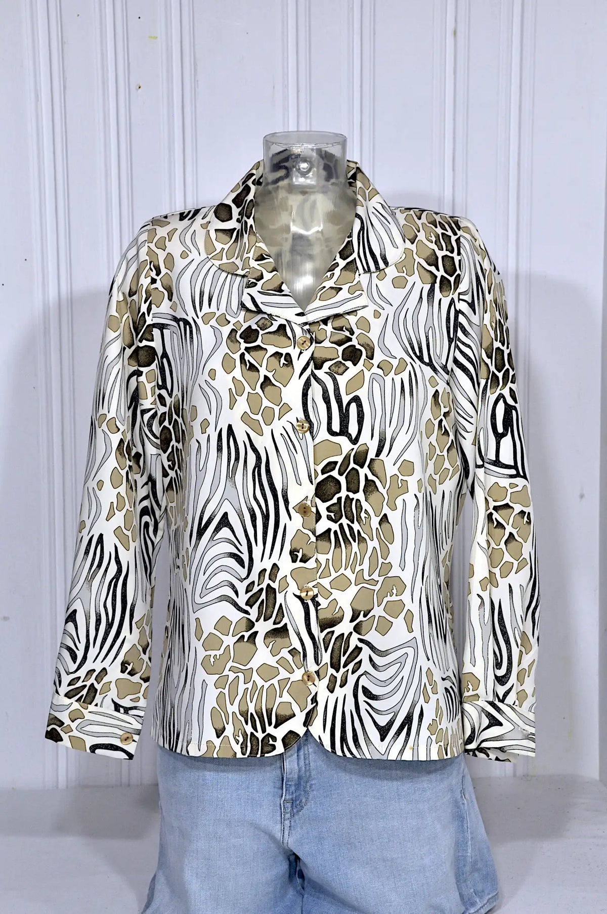 Chemisier vintage imprimé animalier – Taille M