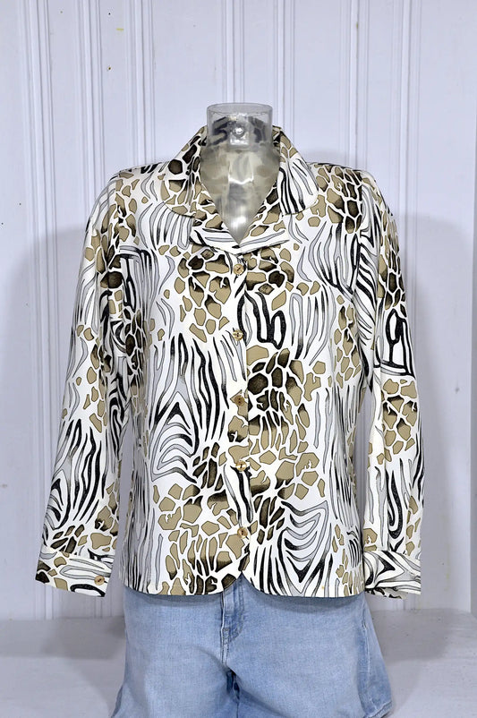 Chemisier vintage imprimé animalier – Taille M
