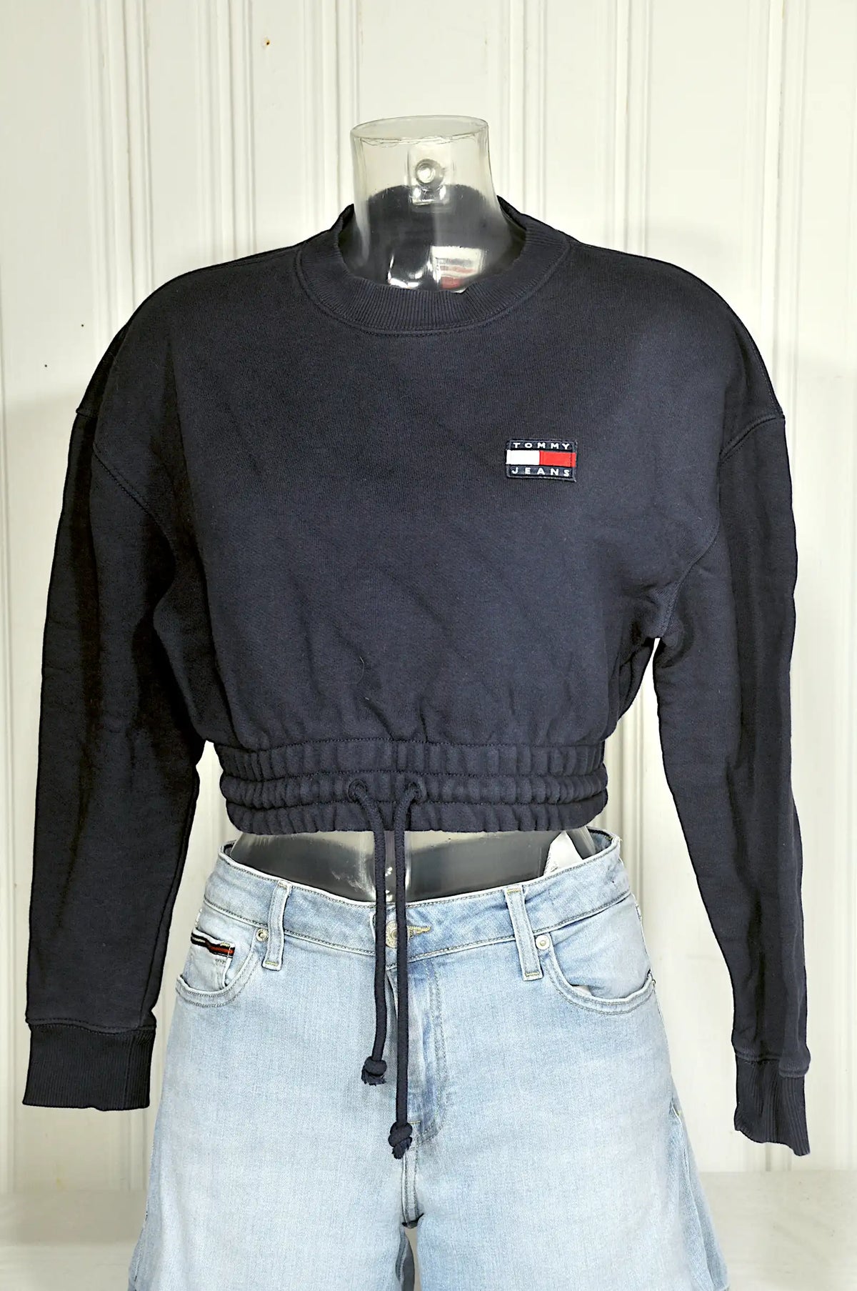 Sweat Crop Vintage Tommy Jeans Bleu Marine – Taille M