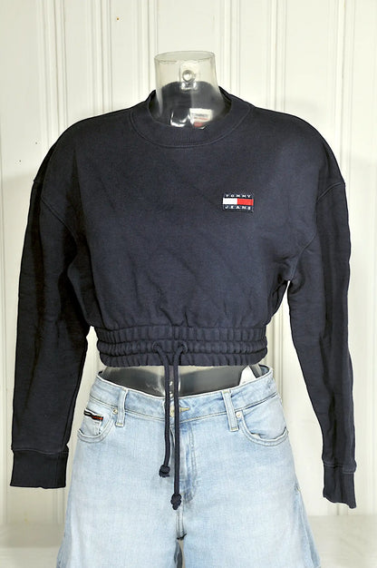 Sweat Crop Vintage Tommy Jeans Bleu Marine – Taille M