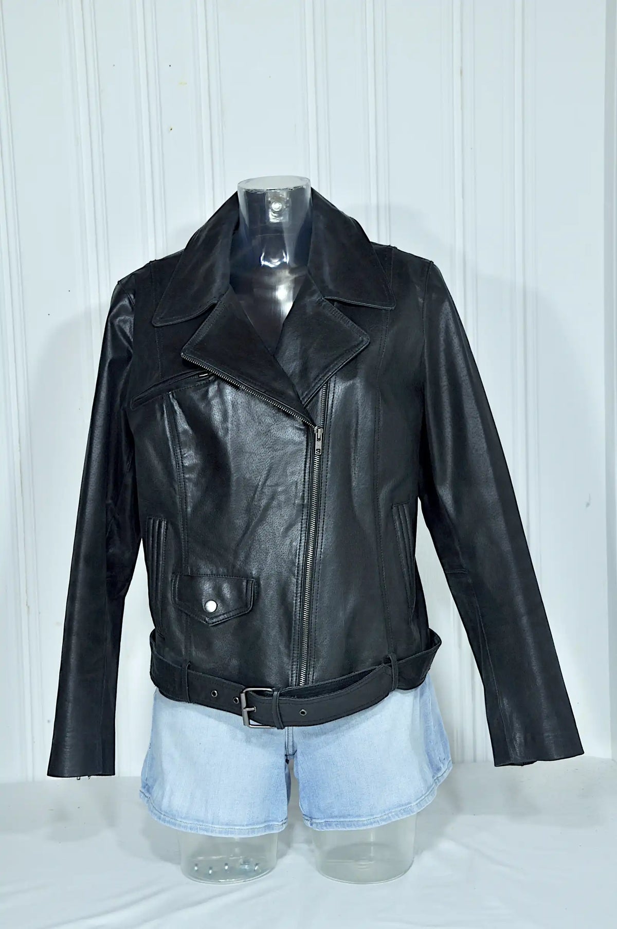 Perfecto en cuir noir Leathertex – Taille L / 42